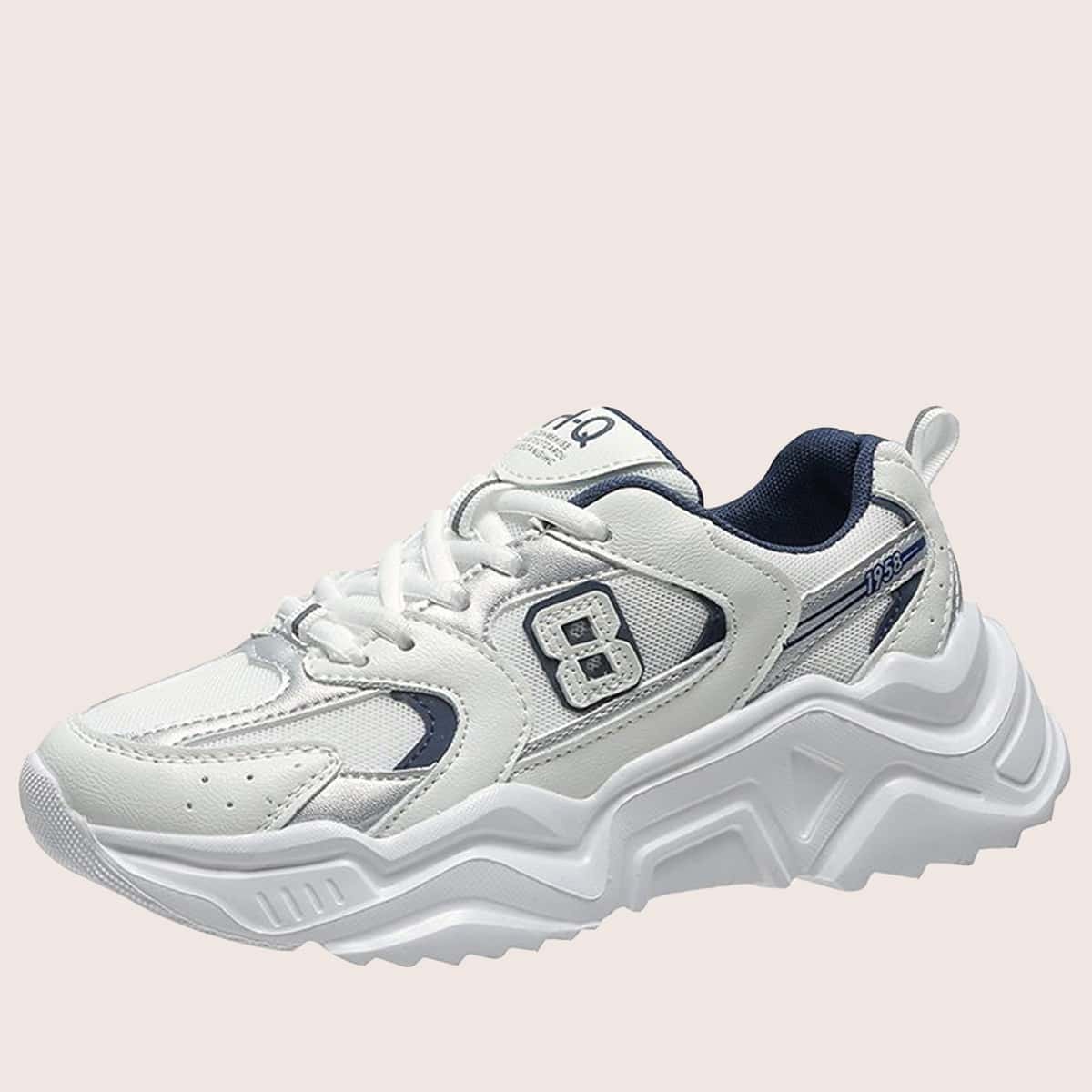 

Lace-up Front Chunky Sneakers, White