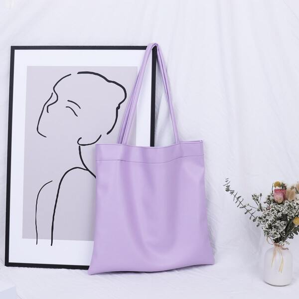 

Tassel Decor Snakeskin Print Tote Bag, Mauve purple