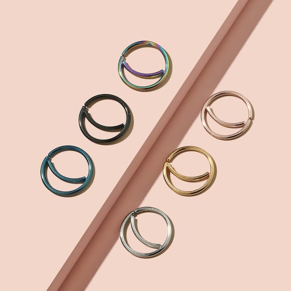 

6pcs Simple Nose Ring, Multicolor