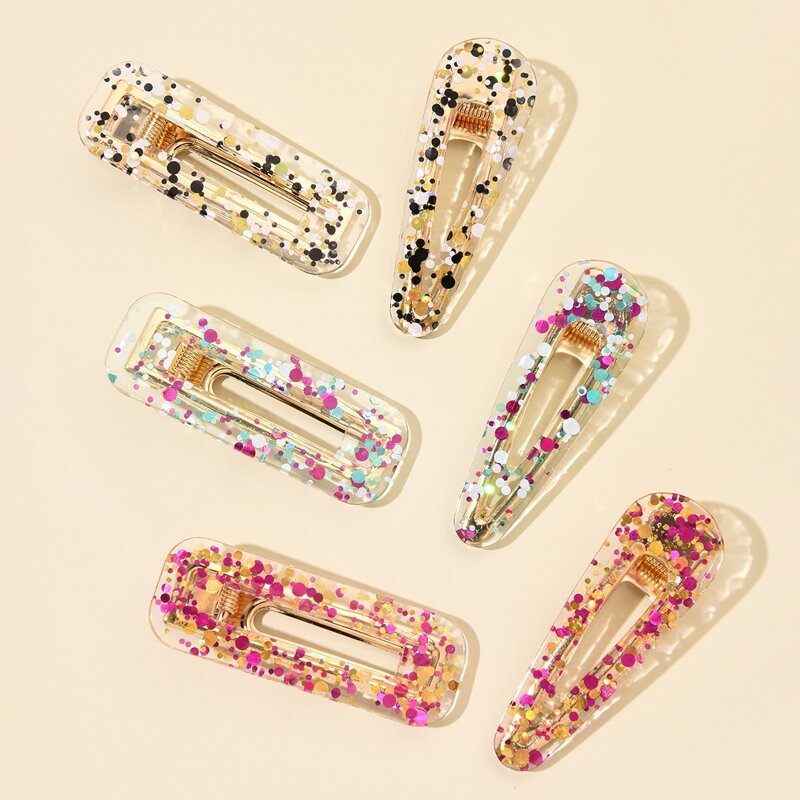 

6pcs Glitter Hair Clip, Multicolor