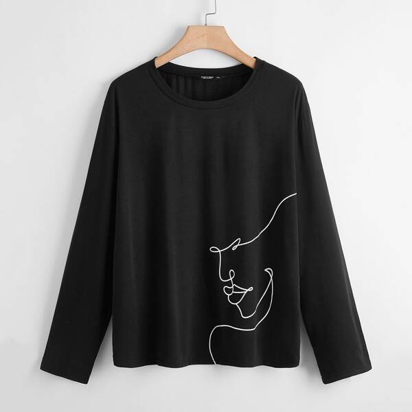 

Plus Stick Figure Graphic Tee, Black