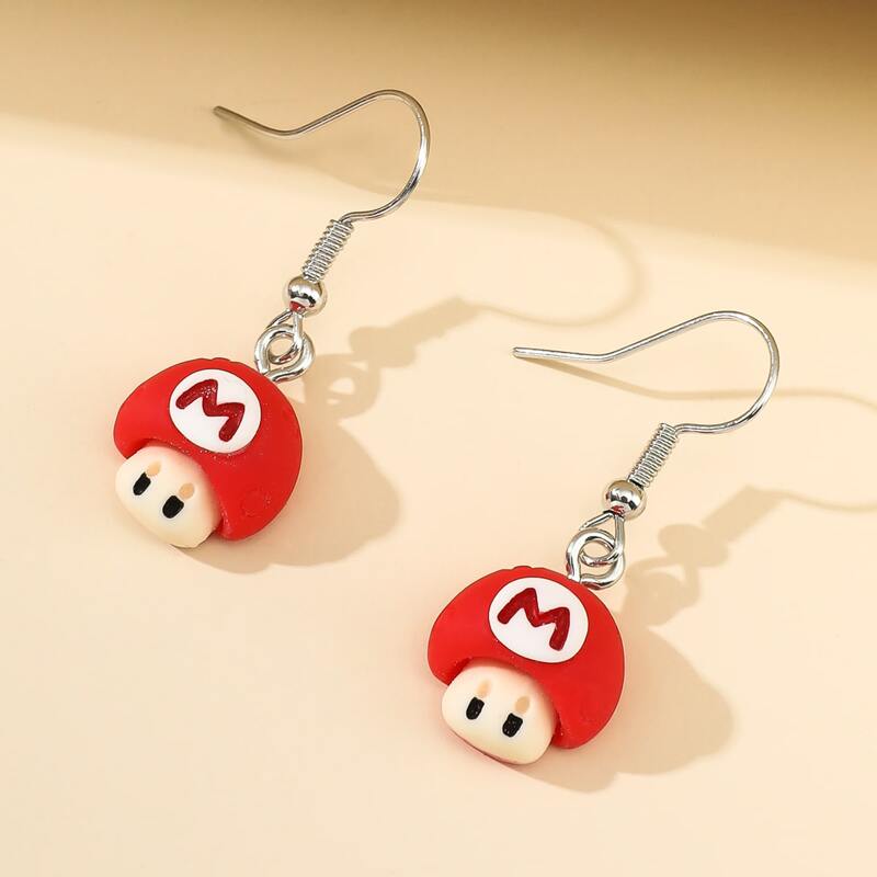 

Cartoon Drop Earrings, Red