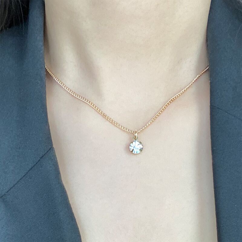 

Rhinestone Pendant Chain Necklace, Gold