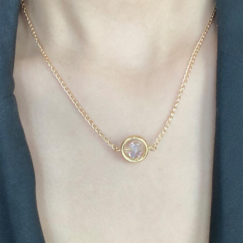 

Crystal Decor Chain Necklace, Gold
