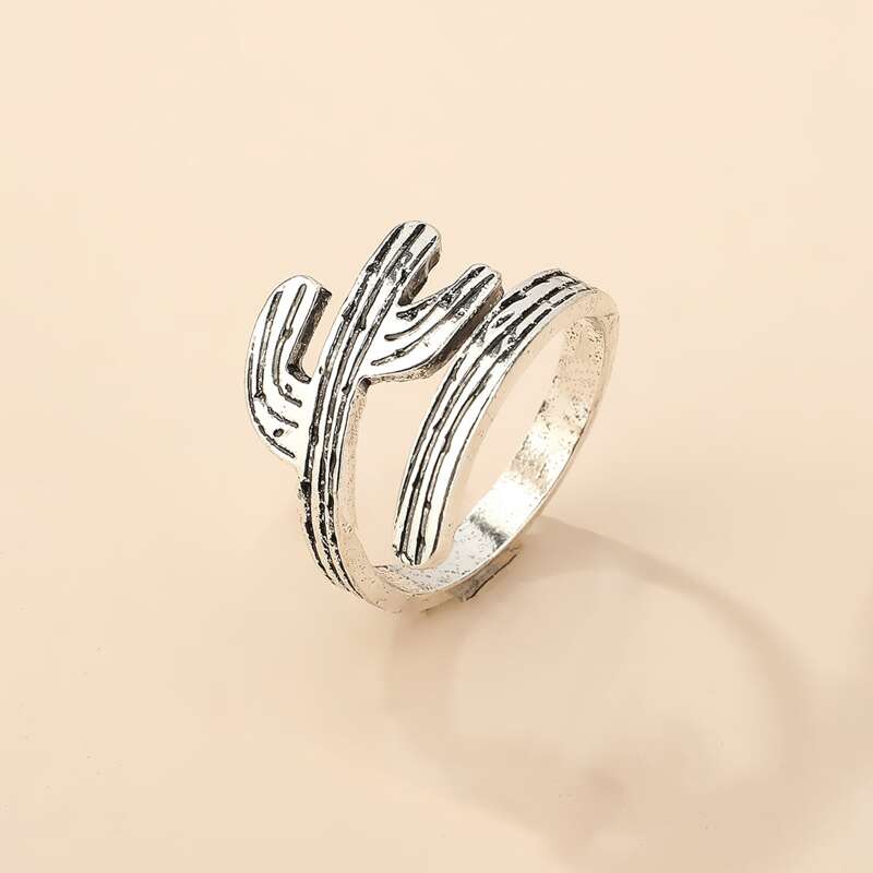 

1pc Cactus Shaped Ring, Silver