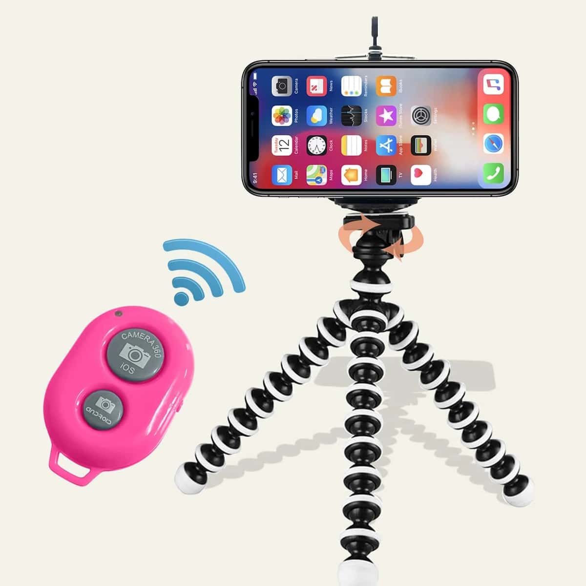 

1pc Phone Tripod Holder With Remote Control, Pink