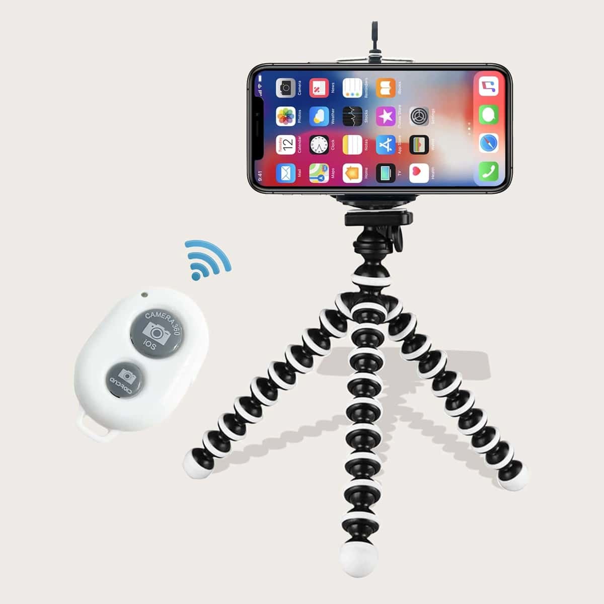 

1pc Phone Tripod Holder With Remote Control, Black
