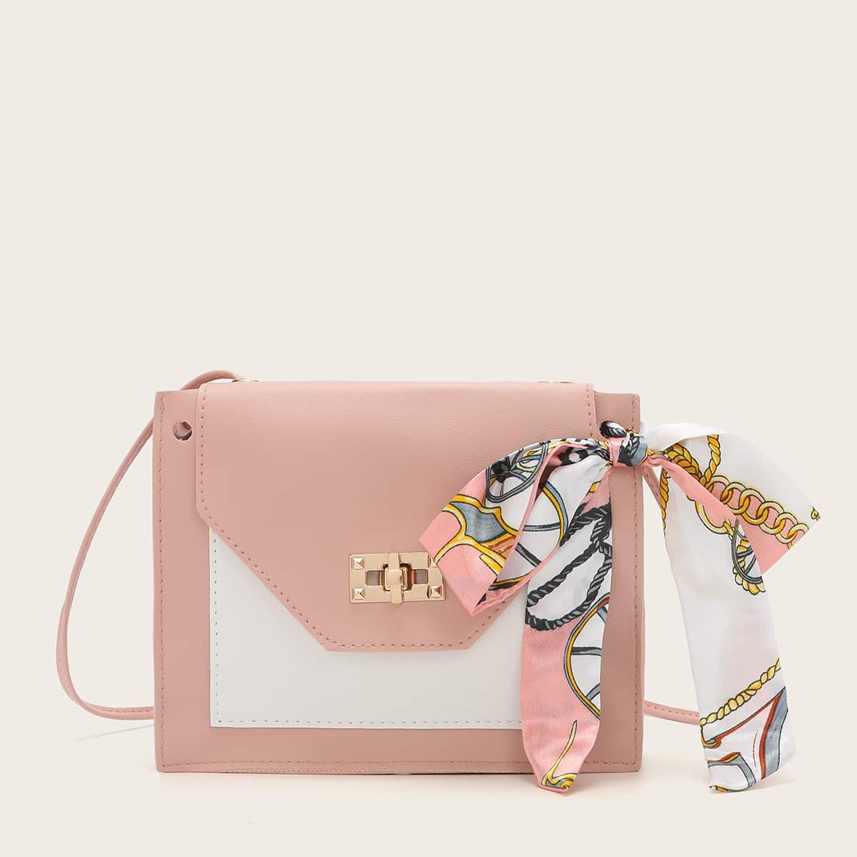 

Twilly Scarf Colorblock Crossbody Bag, Pink