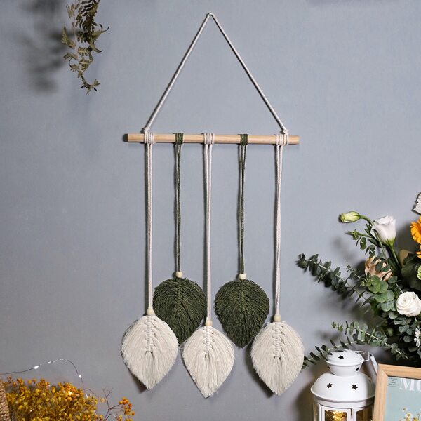 

1pc Leaf Woven Wall Hanging, Multicolor