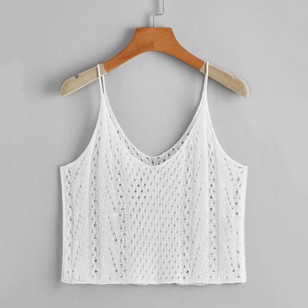 

Open Knit Cover Up Cami Top, White