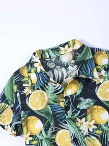 小男童熱帶圖案襯衫和短褲