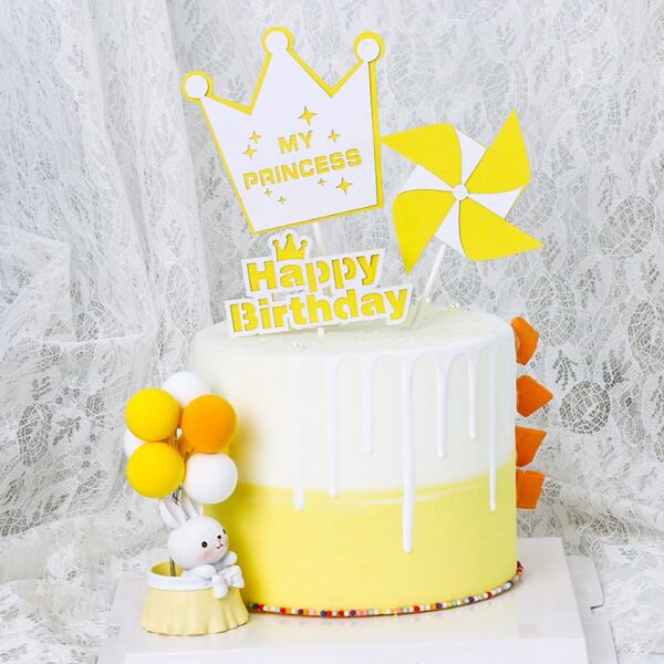 

3pcs Birthday Cake Topper, Multicolor