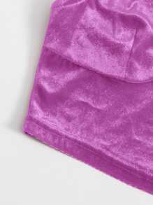 SHEIN Lace Trim Velvet Crop Cami Top - Purple - View 5