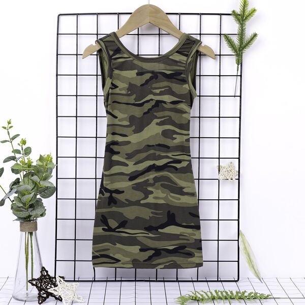 

Toddler Girls Camo Print Cut Out Back Dress, Multicolor