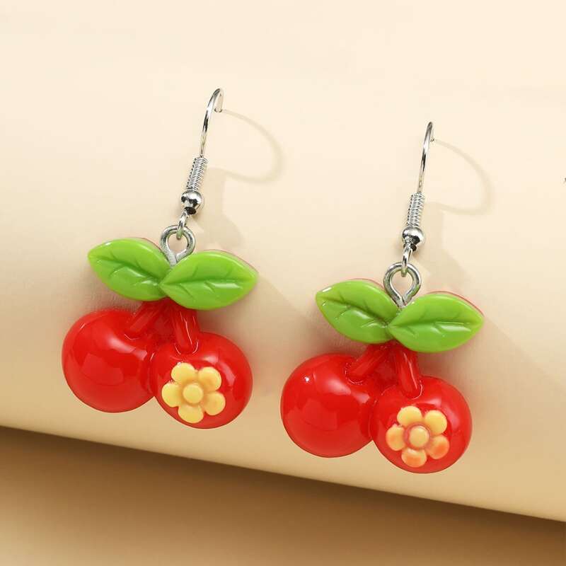 

Cherry Drop Earrings, Red