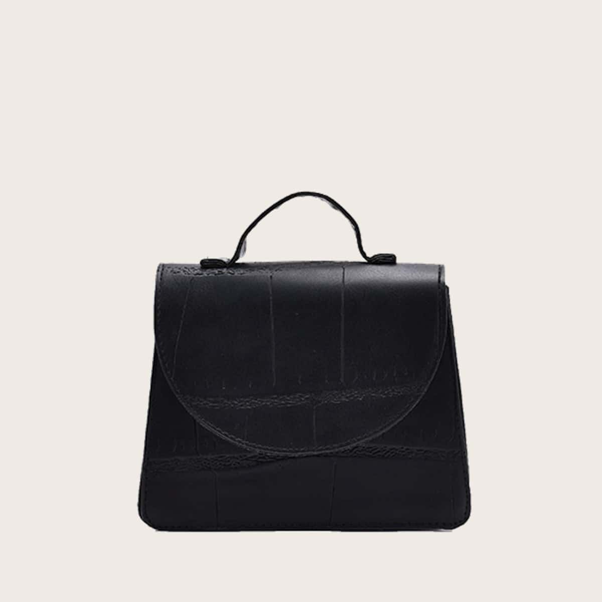 

Minimalist Flap Satchel Bag, Black