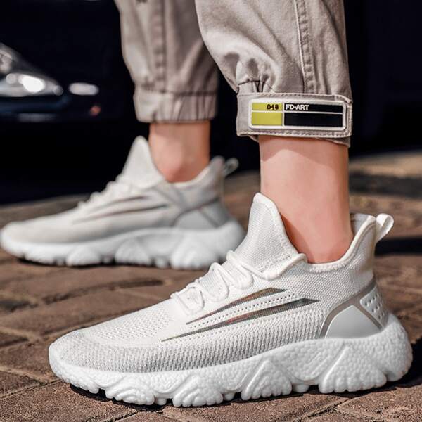 

Men Lace-up Decor Sneakers, White