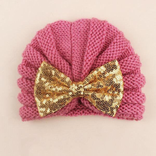 

Baby Sequin Bow Knot Decor Hat, Watermelon pink