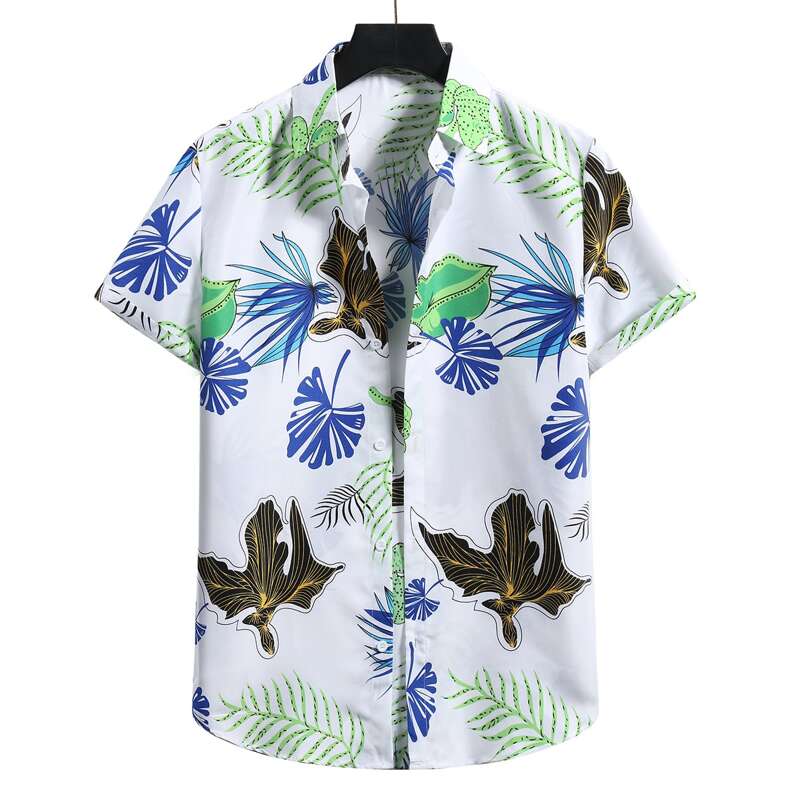 Guys Leaf Graphic Button Front Shirt, Multicolor