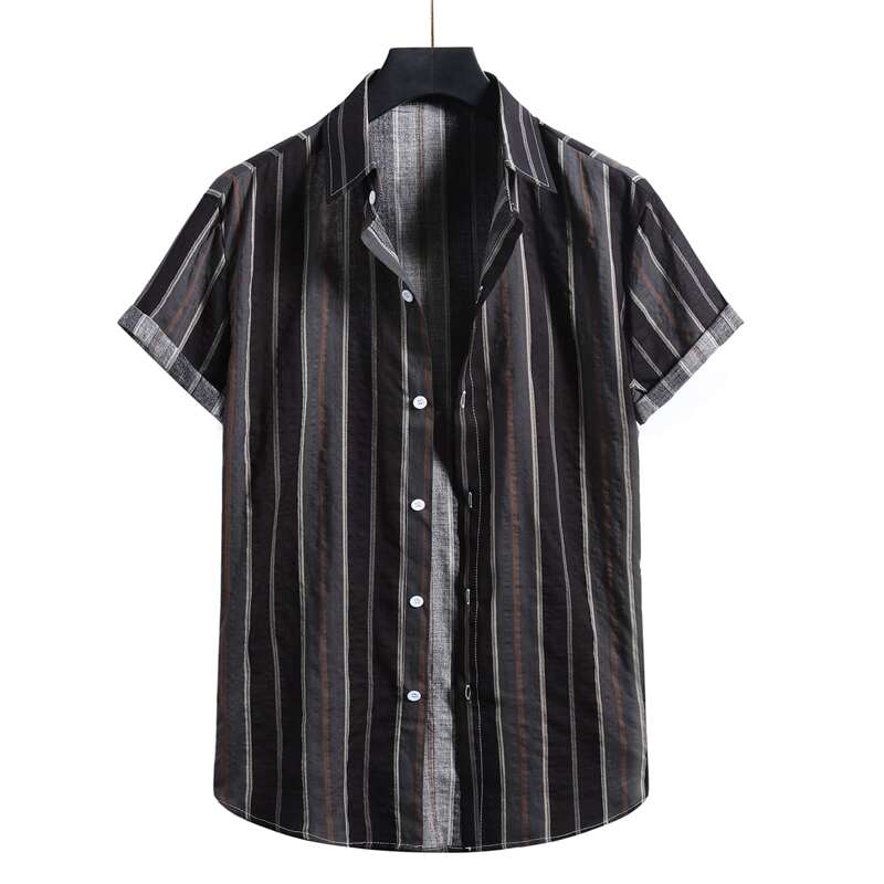 

Guys Striped Button Front Shirt, Black
