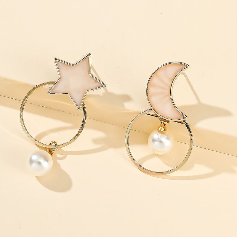 

Star & Moon Drop Earrings, Gold