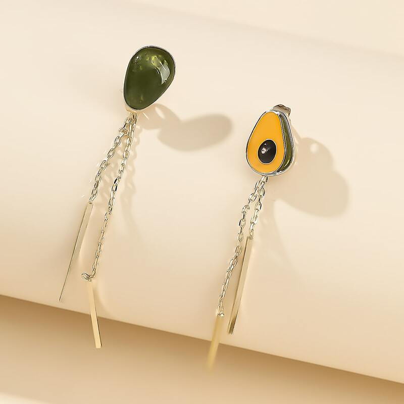 

Avocado Bar Tassel Drop Earrings, Green