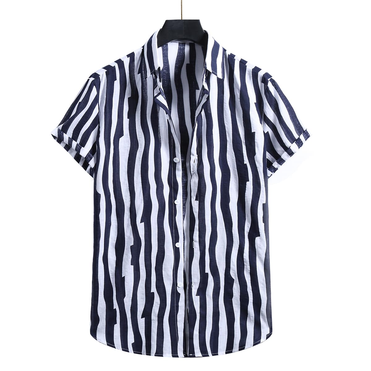 

Guys Striped Button Front Shirt, Blue and white