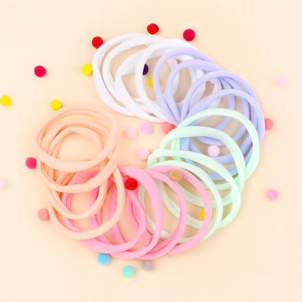 

20pcs Baby Pom Pom Decor Headband, Multicolor