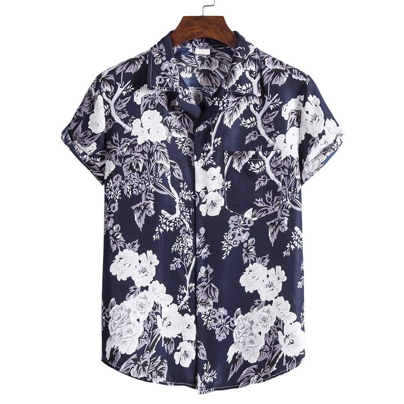 

Guys Flower Print Button Front Pocket Shirt, Multicolor