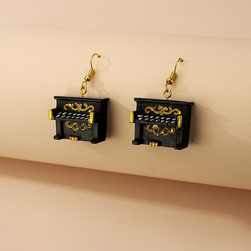 

Piano Drop Earrings, Black