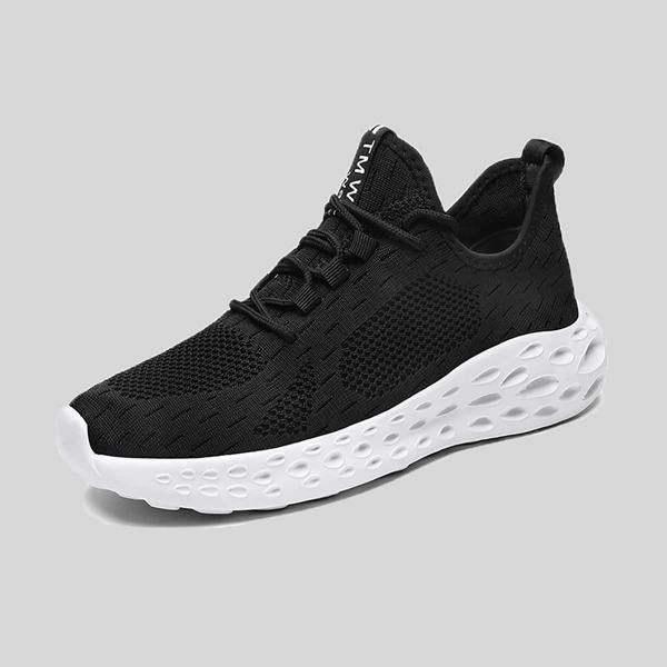 

Men Lace-up Decor Knit Sneakers, Black