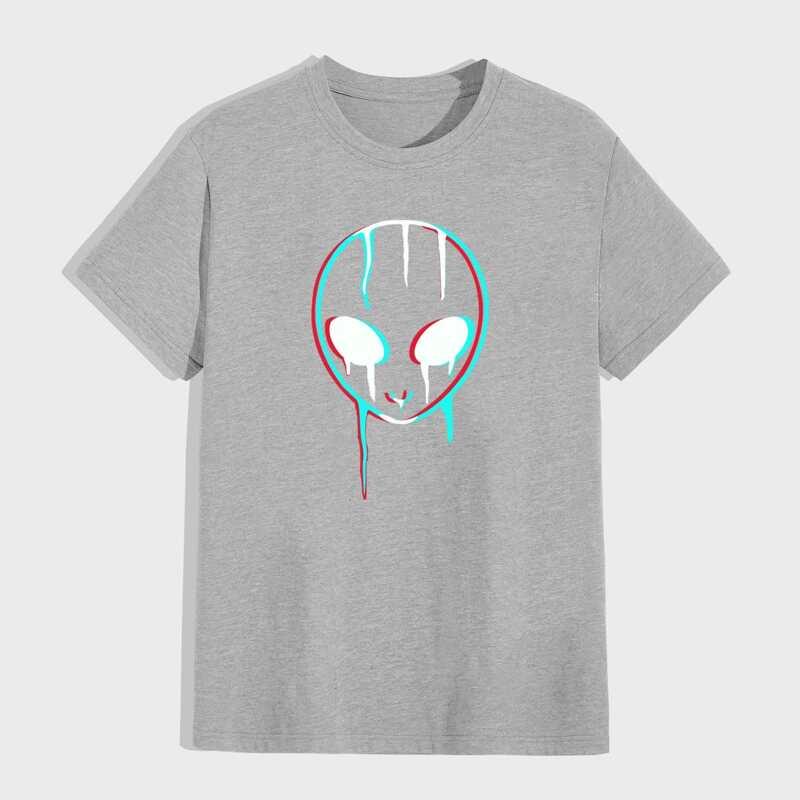 

Guys Alien Print Tee, Light grey