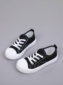 小女童車縫細節帆布鞋 - 黑色 - 查看 1