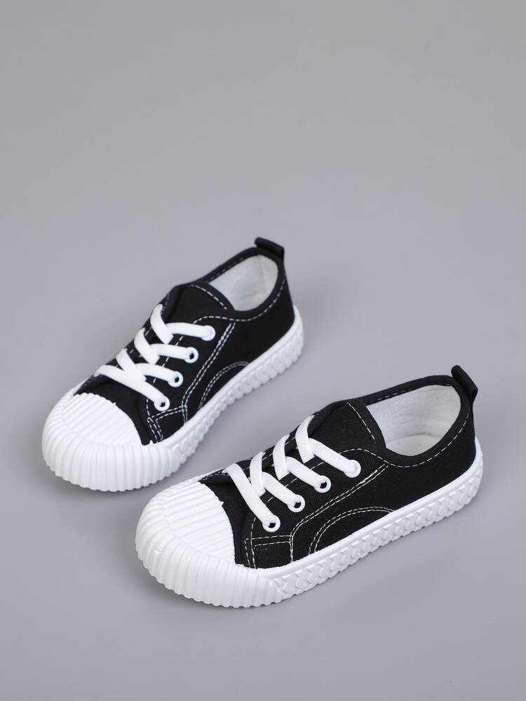 小女童車縫細節帆布鞋 - 黑色 - 查看 1