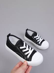 小女童車縫細節帆布鞋 - 黑色 - 查看 2