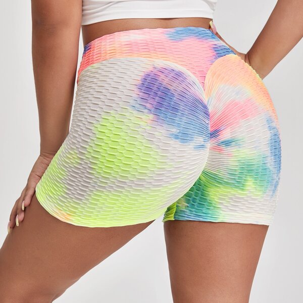 

Plus Tie Dye Textured Sports Shorts, Multicolor