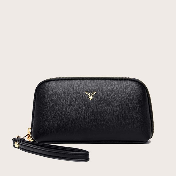 

Metal Deer Decor Clutch Bag, Black