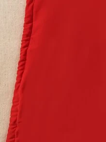 褶饰系带侧连体泳衣，适合夏季海滩度假 - 紅色 - 查看 7