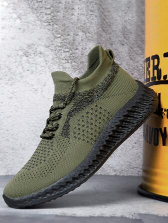 男士繫帶裝飾針織運動鞋