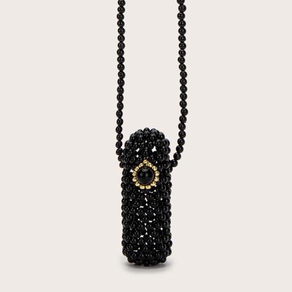 

Mini Faux Pearl Beaded Crossbody Bag, Black