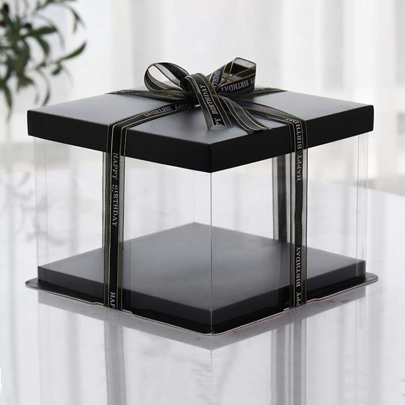 

1pc Cake Packaging Box & 1pc Random Ribbon, Multicolor