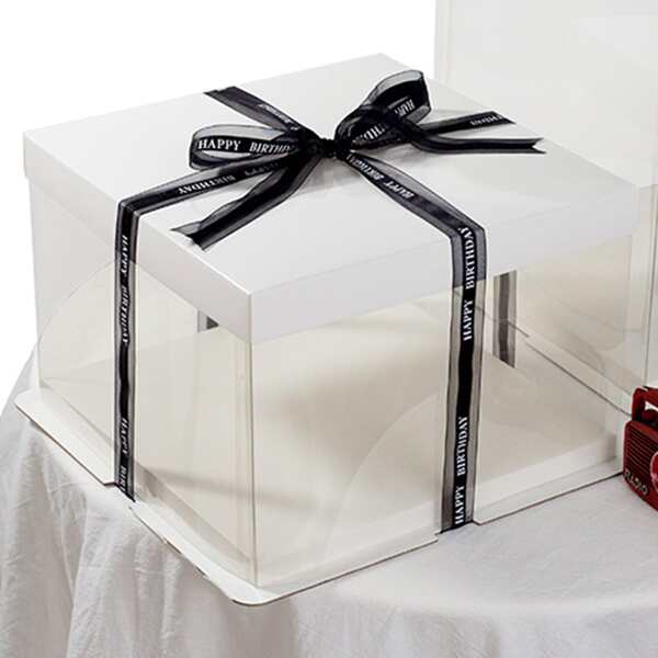 

1pc Cake Packaging Box & 1pc Random Ribbon, Multicolor