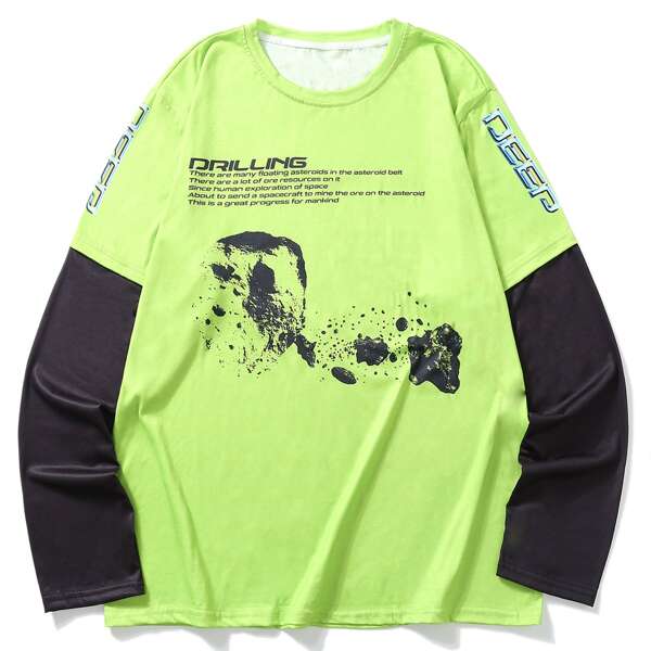 

Men Slogan Graphic 2 In 1 Tee, Lime green
