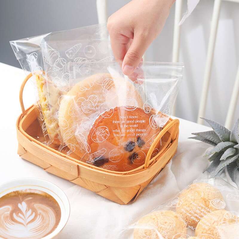 

100pcs Random Bread Packaging Bag, Clear