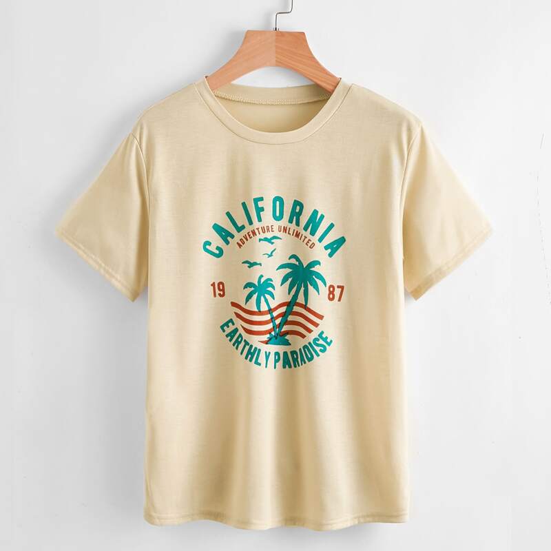 

Letter Coconut Tree Graphic Tee, Apricot