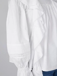 MOTF PREMIUM FLOUNCE SLEEVE RUFFLE TOP - White - View 5