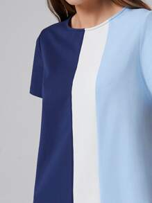 SHEIN Colorblock Tee Dress - Blue - View 5