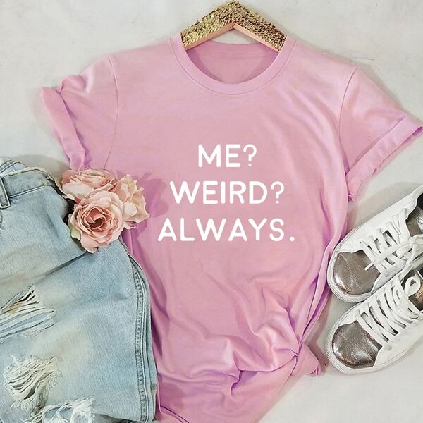 

Slogan Graphic Round Neck Tee, Dusty pink