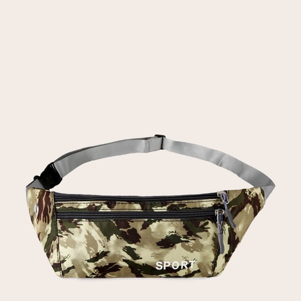 

Letter Graphic Zip Front Fanny Pack, Multicolor