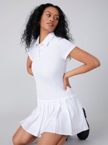 SHEIN Vestido fruncido tenis - Blanco - Ver 1